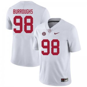 NCAA Men's Alabama Crimson Tide #98 Jamil Burroughs Stitched College 2020 Nike Authentic White Football Jersey VG17M76YO